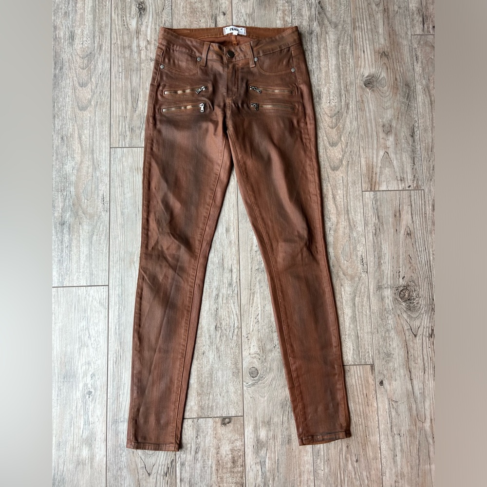 PAIGE Edgemont Sienna Silk Coating Skinny Jeans Pants - size 28